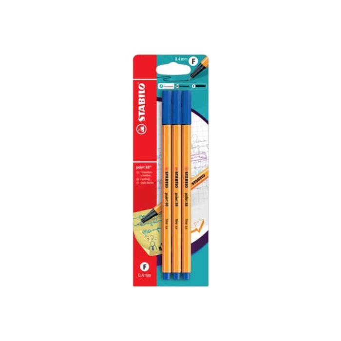 Fineliner Stabilo Point 88® 0,4 mm conf. 3 pz blu B-14827-10 main product photo