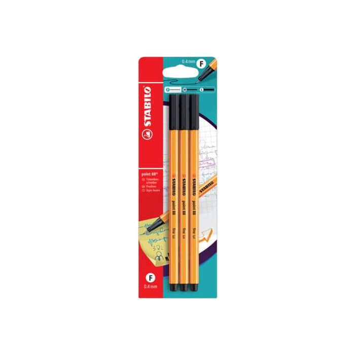 Fineliner Stabilo Point 88® 0,4 mm conf. 3 pz nero B-14828-10 main product photo