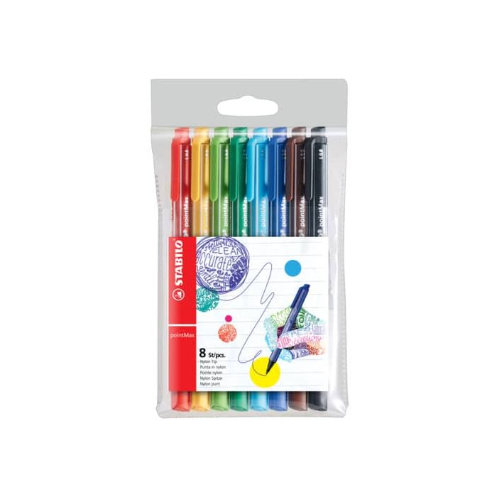 Fineliner Stabilo pointMax 0.8 mm conf. 8 colori assortiti 488/8-01 main product photo