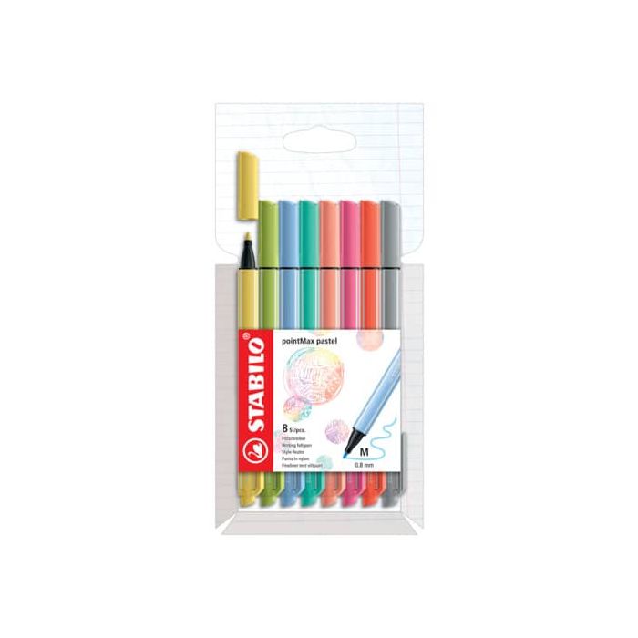 Fineliner Stabilo pointMax 0.8 mm 8 colori assortiti pastello 488/8-02 main product photo
