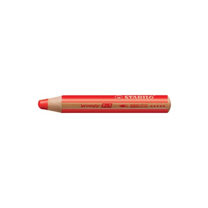 Matite colorate Stabilo Woody 3 in 1 punta larga conf. 5 pz rosso carminio 880/310 main product photo