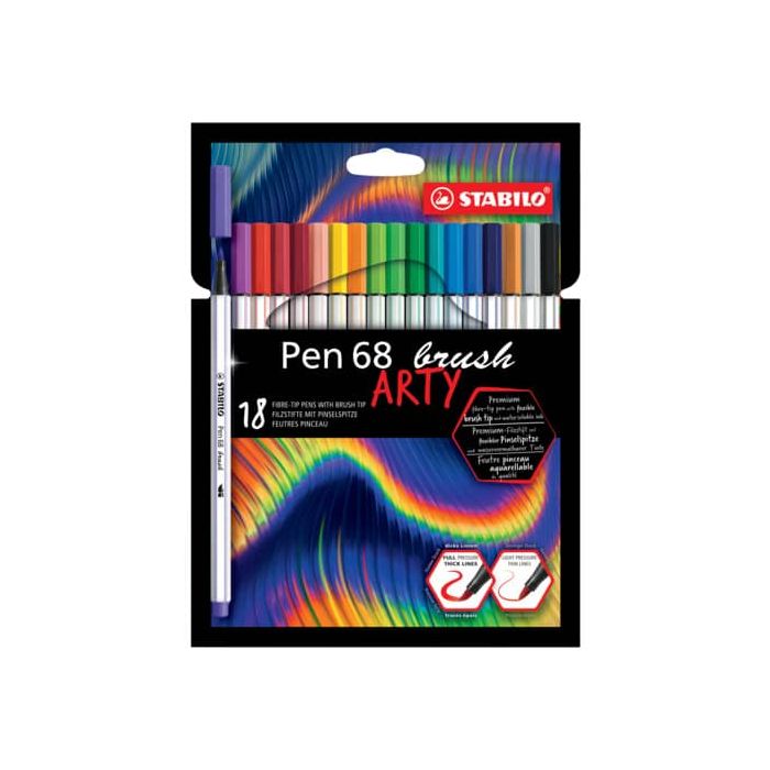Pennarello Stabilo Arty Line Pen 68 brush punta a pennello in conf. 18 colori assortiti - 568/18-21-20 main product photo