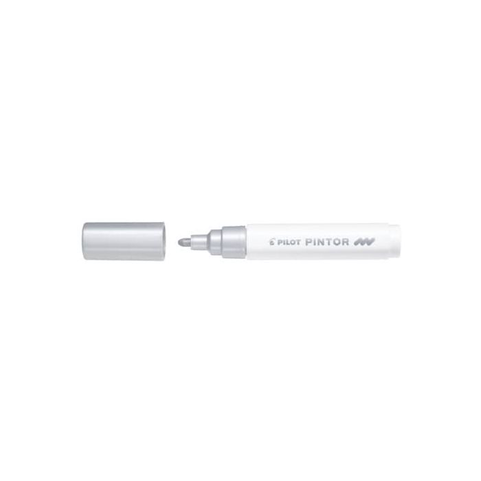 Marcatore multisuperficie Pilot Pintor a base d'acqua punta in fibra 4,5 mm argento - 002377 main product photo
