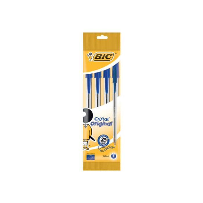 Penna a sfera BIC Cristal M 1 mm in blister da 4 blu - 8308601 main product photo