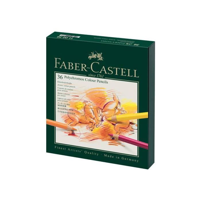 Matite colorate permanenti Faber Castell Polychromos mina 3,8 mm box similpelle assortiti conf. 36 pezzi - 110038 main product photo