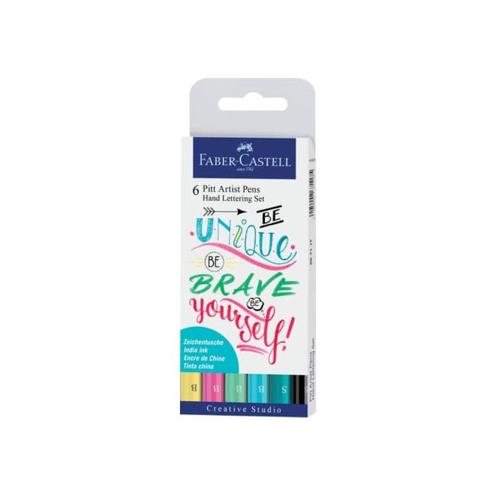 Penna inchiostro pigmentato Faber Castell Pitt Artist conf. 6 pezzi - Lettering pastello - main product photo