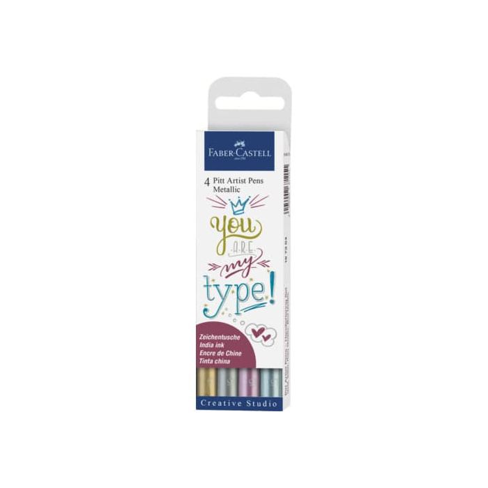 Penna inchiostro pigmentato Faber Castell Pitt Artist conf. 4 pezzi - Metallic - 167304 main product photo