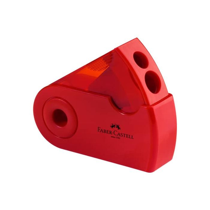 Temperamatite 2 fori Faber Castell Sleeve con serbatoio colore rosso/blu - 182701 main product photo