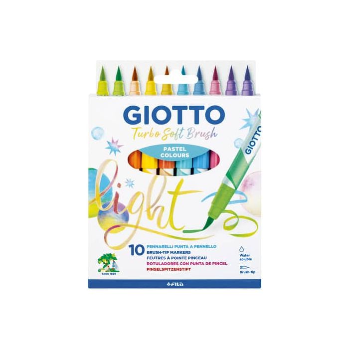 Pennarelli acquerellabili con punta a pennello Giotto Turbo Soft Brush in conf. 10 colori assortiti Pastel - main product photo