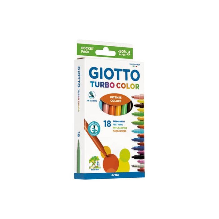 Pennarelli Giotto Turbo Color in fibra punta fine 2,8 mm - in conf. da 18 colori assortiti - F073400 main product photo