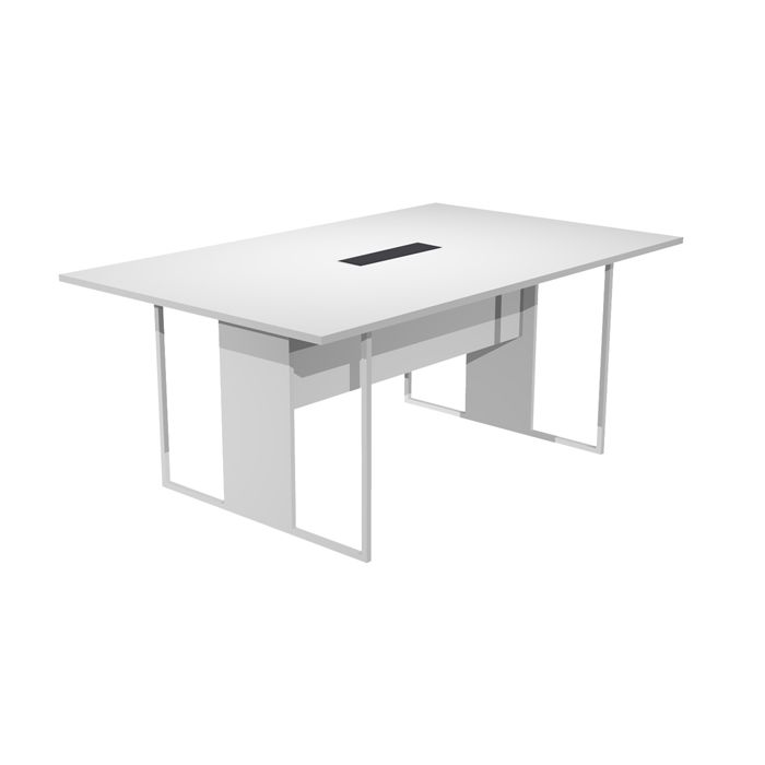 Tavolo riunioni con top access nero 180x110xH.74,4 cm strut. metallo bianco Blade Artexport piano bianco - 425-TOP-3-AN-FC main product photo