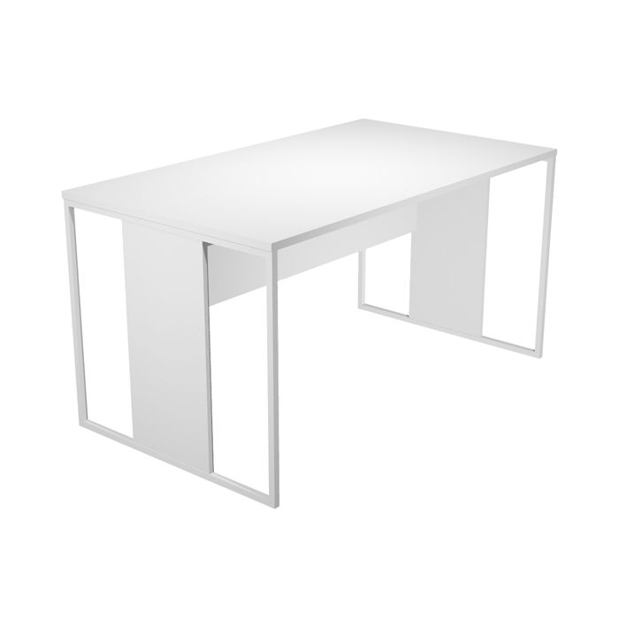 Scrivania piano bianco 180x80xH.74,4 cm gamba a pannello con anello in metallo bianco linea Blade Artexport - 415-3-AN main product photo