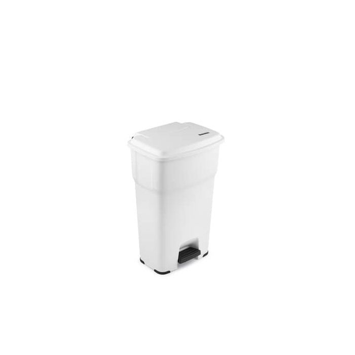 Cestino gettacarte Rotho Hera 60 L con pedale e coperchio bianco - F800060 main product photo