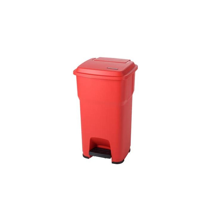 Cestino gettacarte Rotho Hera 60 L con pedale e coperchio rosso - F800062 main product photo