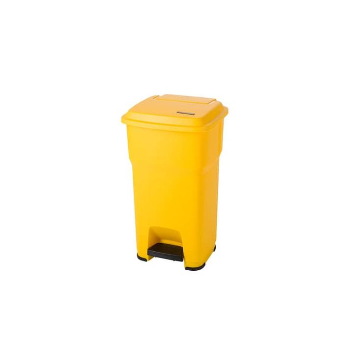 Cestino gettacarte Rotho Hera 60 L con pedale e coperchio giallo - F800063 main product photo
