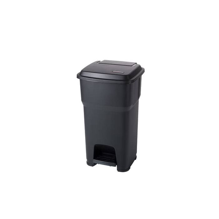 Cestino gettacarte Rotho Hera 60 L con pedale e coperchio nero - F800069 main product photo