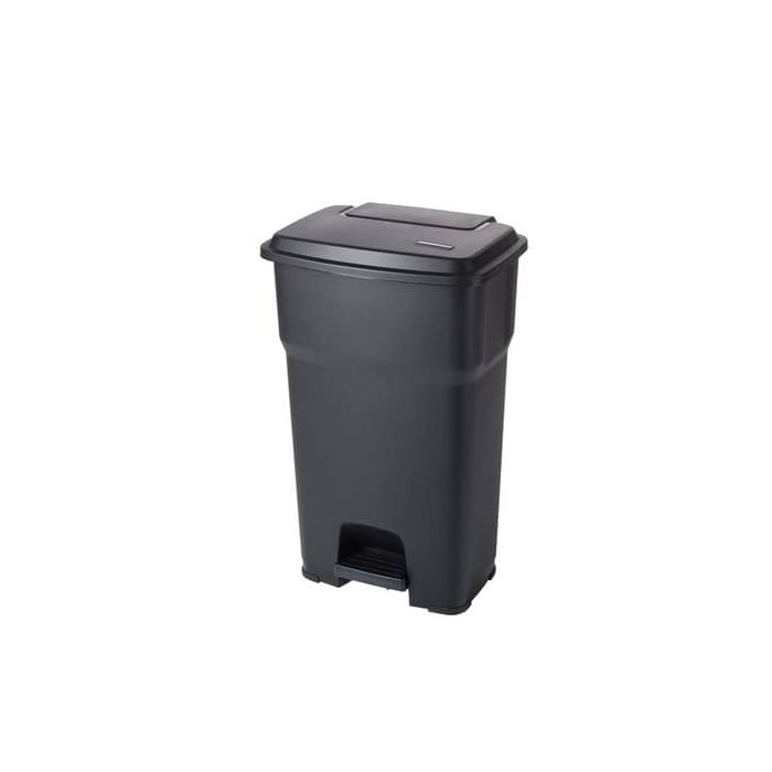 Cestino gettacarte Rotho Hera 85 L con pedale e coperchio nero - F800079 main product photo