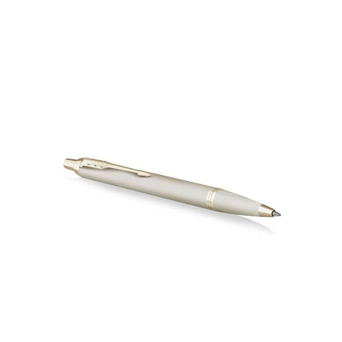 Penna a sfera a scatto monocromatica Parker punta media blu finitura champagne 2172956 main product photo