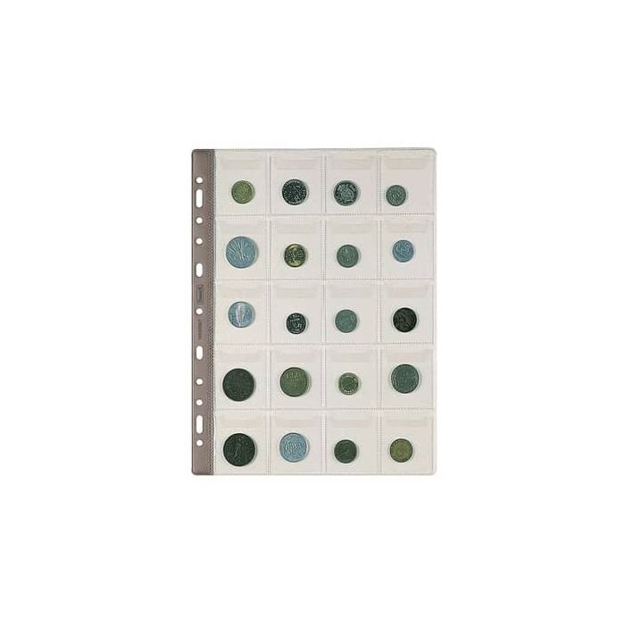 Buste porta monete trasp. a foratura universale Favorit top formato tasca 5x5,5 cm - conf. da 5 - 20 tasche main product photo