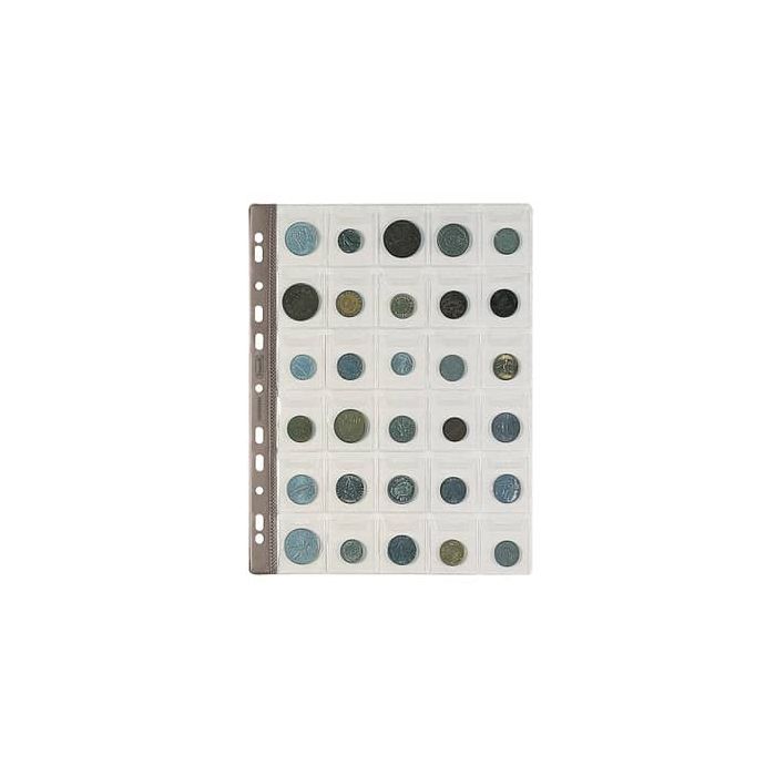 Buste porta monete trasp. a foratura universale Favorit top formato tasca 4x4,5 cm - conf. da 5 - 30 tasche main product photo