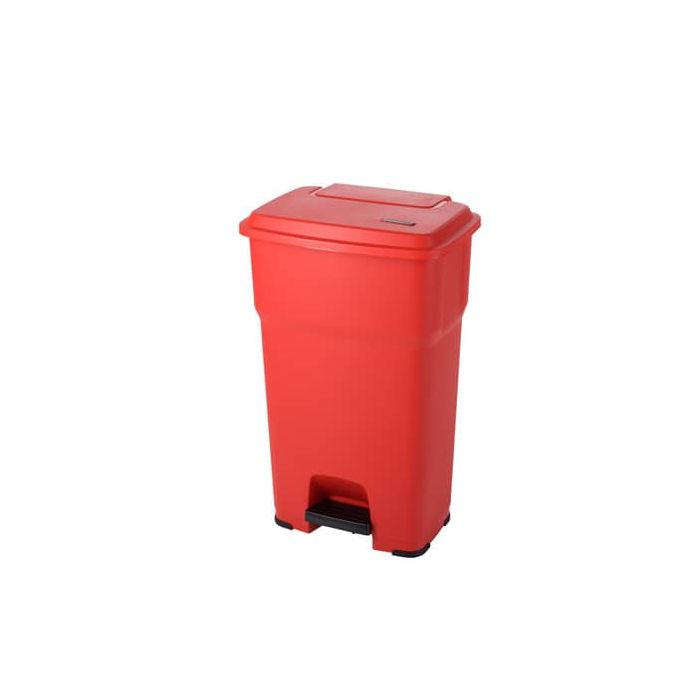 Cestino gettacarte Rotho Hera 85 L con pedale e coperchio rosso - F800072 main product photo