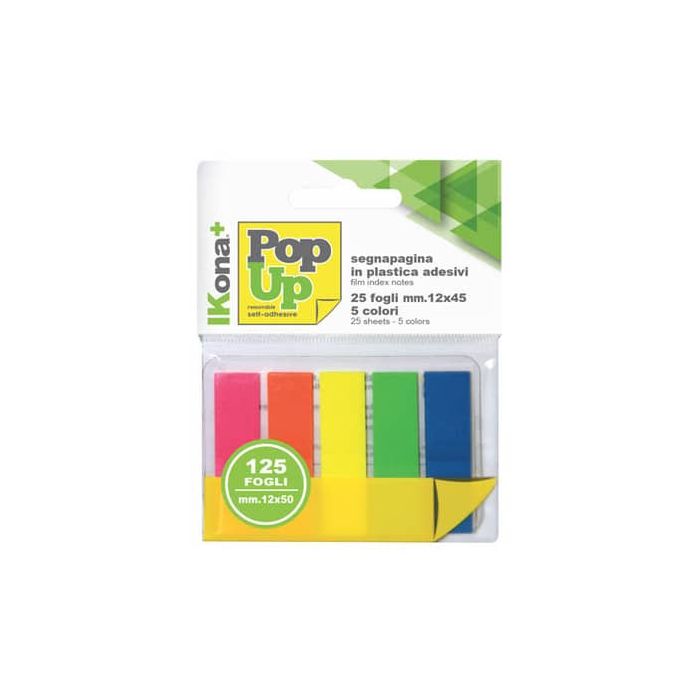 Segnapagina adesivi Ikona 5 pad da 25 ff - colori assorititi - 12x45 mm 11728 main product photo