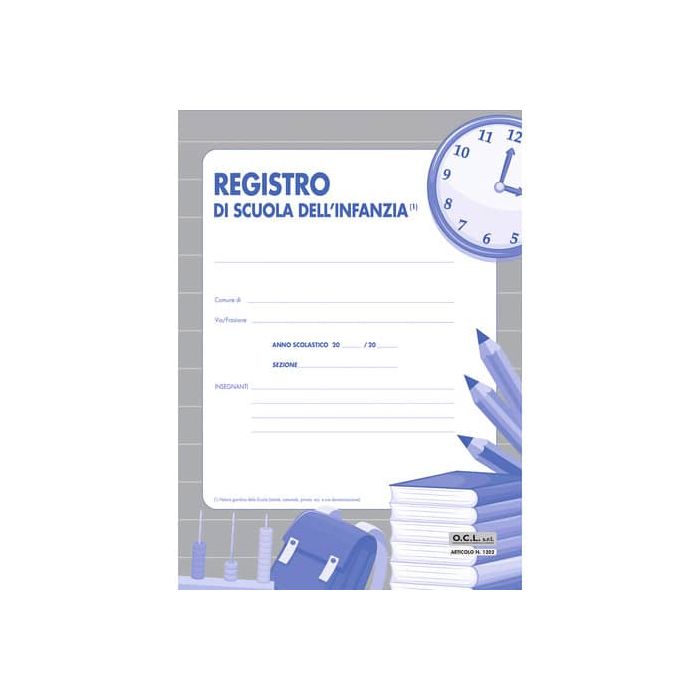 Registro scuola dell'infanzia copertina con disegni O.C.L. 24x33,5 cm 52 pagine x 30 alunni - 1202 main product photo