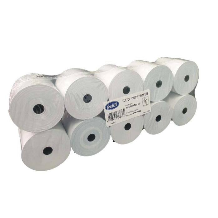 Rotoli stampante termica non fiscale Rotolificio Pugliese conf. 10 pz - 80 mm x 80 m - 8080DM main product photo