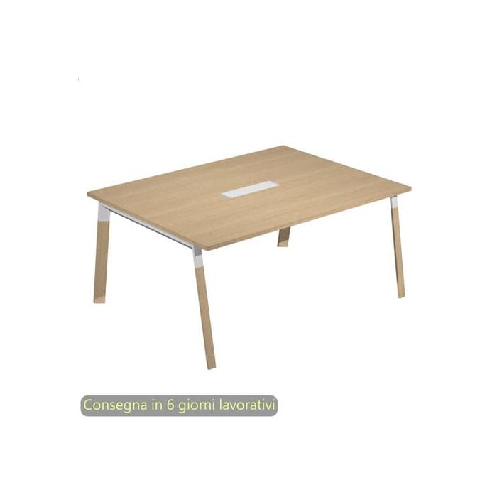 Tavolo riunioni con top access Bridge 160x120xH.72,5 cm gambe met. bianche Artexport piano rovere - SOL-TR/C-AM main product photo