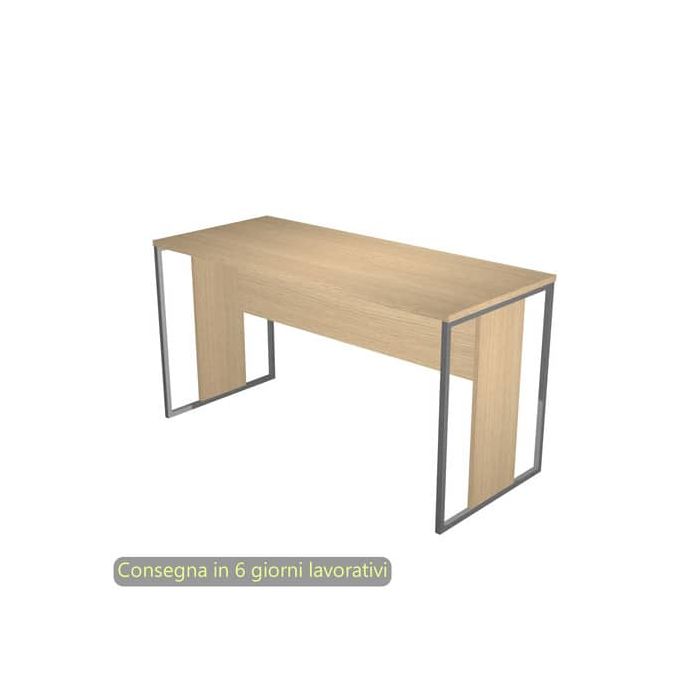 Scrivania piano rovere 140x60xH.74,4 cm gamba a pannello con anello in metallo antracite Blade Artexport - 482-C-AF main product photo