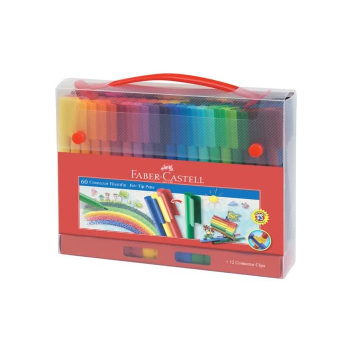 Valigetta in metallo Faber Castell con pennarelli Connector Pens conf. 60 pezzi - 155560 main product photo