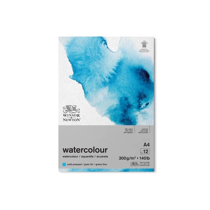 Blocco collato di carta per acquerello Winsor&Newton formato A4 300 gr - 12 fogli - 6667006 main product photo