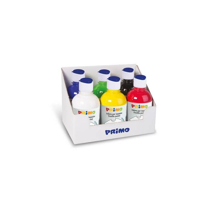 Colore per tessuto Primo in bottiglia con tappo dosatore 300 ml - conf. da 6 colori assortiti - 411TX6ASS main product photo
