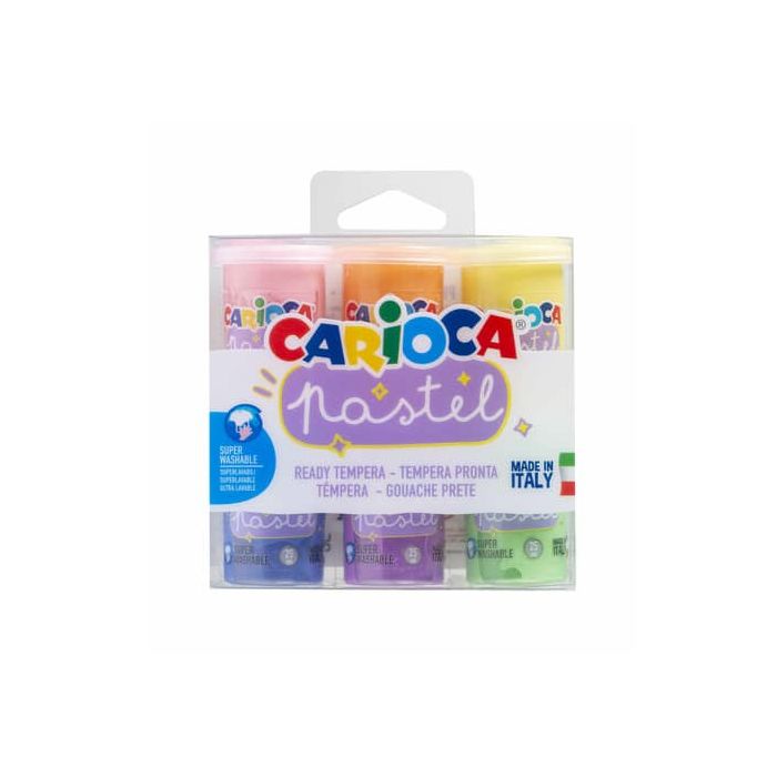 Tempera pronta superlavabile Carioca 25 ml - conf. da 6 colori assortiti pastel 43185 main product photo