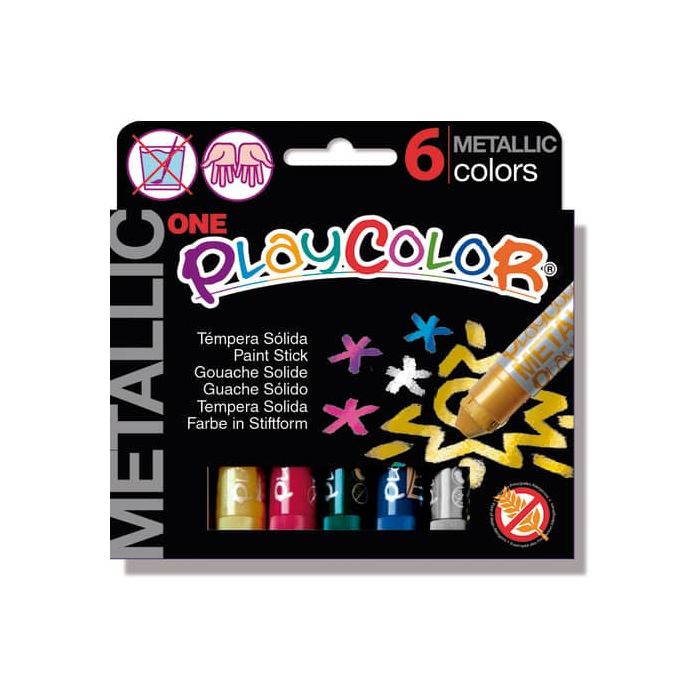Playcolor tempera solida in stick 6 colori assortiti metallic - 10 gr 10321 main product photo
