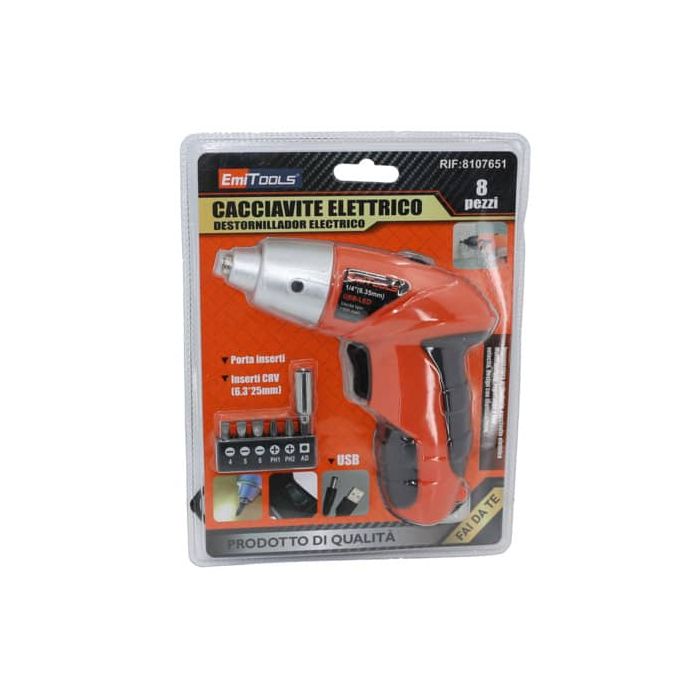 Cacciavite elettrico Emi mini ricarica USB con puntali 8107651 main product photo