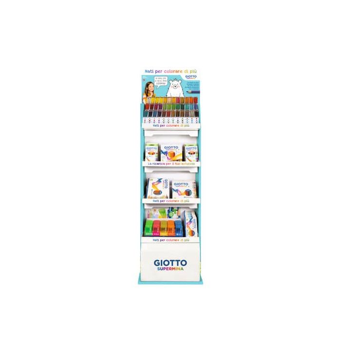 Espositore 99 matite colorate Giotto Supermina varie + pennarelli New Turbocolor - F947200 main product photo