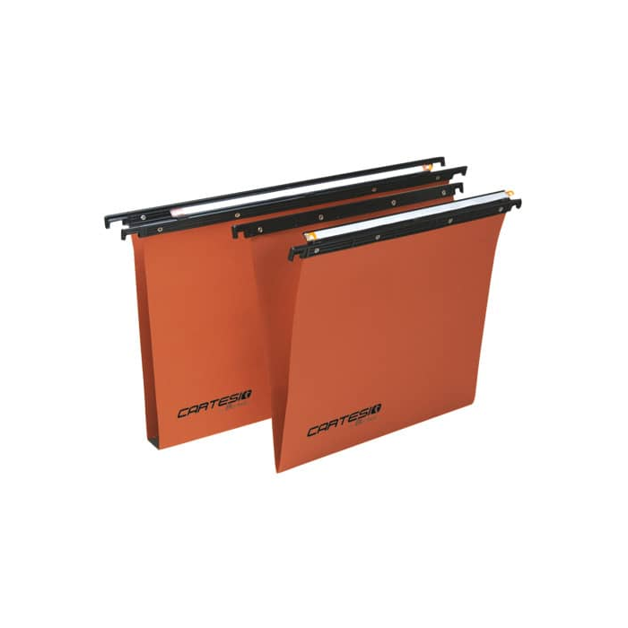 Cartelle sospese orizzontali per cassetti 39 cm Silver fondo V - arancio conf. da 50 pezzi - 150/390 GL -B2 main product photo