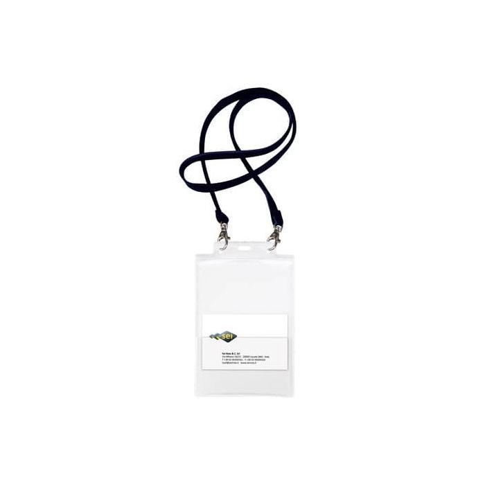 Portanome in PVC rigido Sei Rota Pass 6 ST cordoncino+moschettone+tasca in conf. da 10 nero - 31842700 main product photo