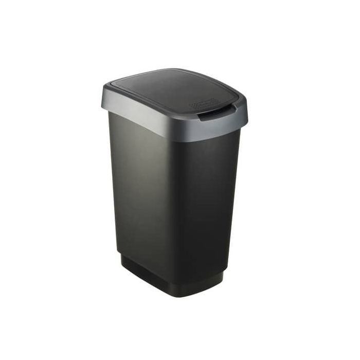 Cestino Rotho 10 L in PPL con coperchio basculante nero/grigio F600009 main product photo