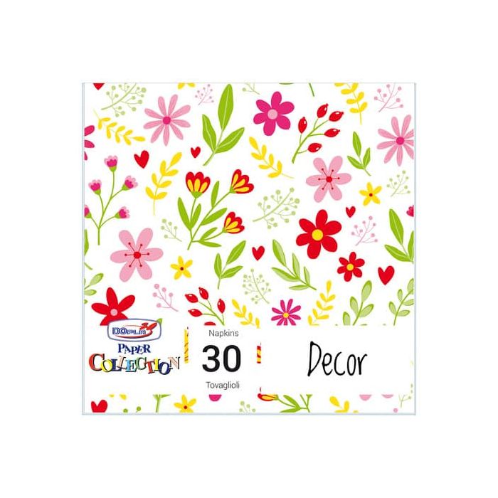 Tovaglioli in pura cellulosa 33x33 cm - 3 veli - conf. 30 pz - flowers 18427 main product photo