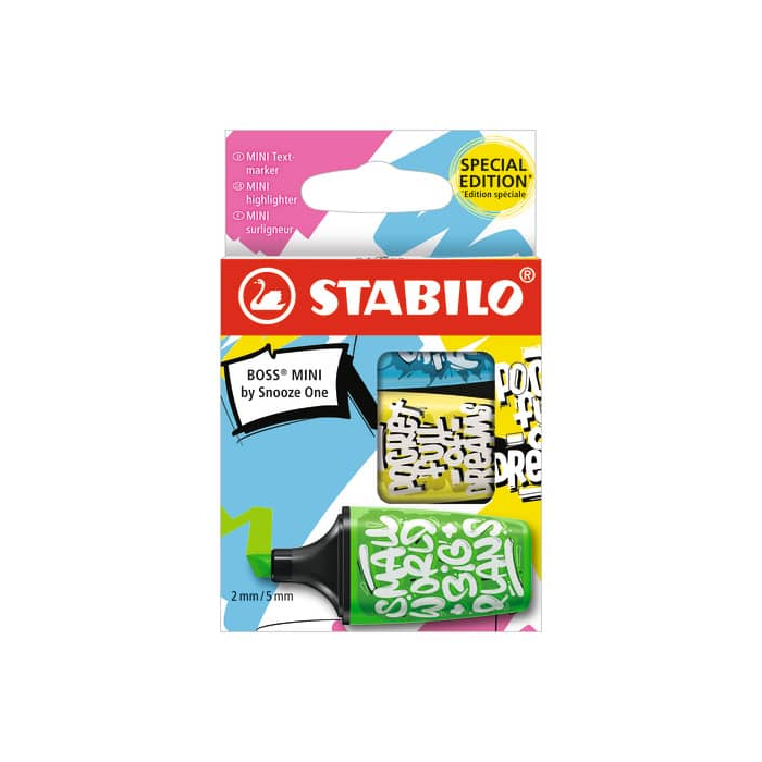 Evidenziatori Stabilo BOSS mini by SNOOZE ONE conf. 3 colori assortiti verde, blu e giallo - 07/03-61 main product photo