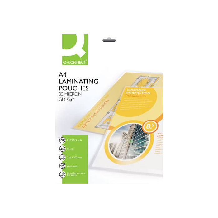 Pouches per plastificatrici Q-Connect 216x303 mm 80 micron A4 conf. 25 pz A4 KF04118 main product photo