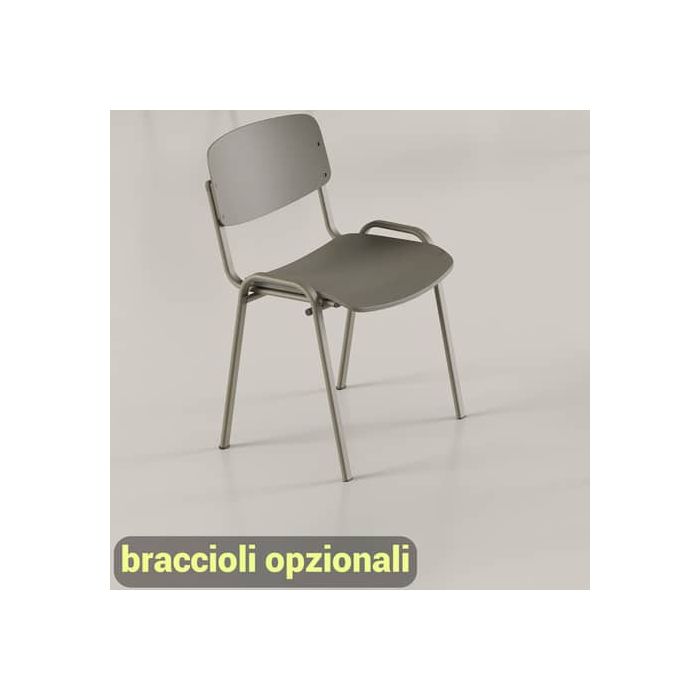 Sedia visitatore in PPL 4 gambe Milk Unisit grigio MKPS/GR main product photo