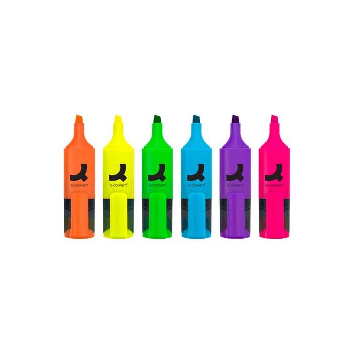 Set mini evidenziatori Q-Connect colori assortiti neon - conf. 6 pezzi - KF03774 main product photo