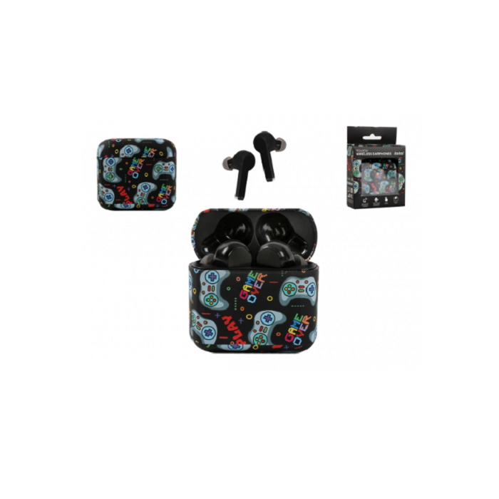Cuffie Bluetooth con custodia di ricarica,LETS PLAY, Auricolari Bluetooth, Cuffie Wireless, con Microfono/per iPhone Samsung Huawei Xiaomi, One Plus (GRAFFITI) main product photo