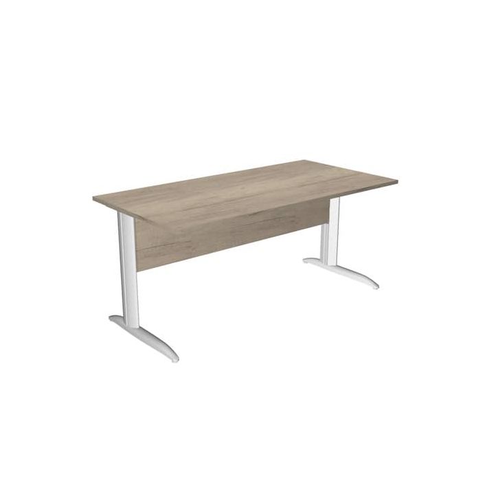Scrivania piano rovere canadese gamba a L in metallo bianco Presto 160x80xH.72 cm - 003K2/J/AN main product photo