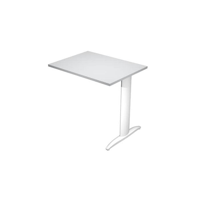 Allungo diretto con fianco metal a T 80x60xH.72 cm grigio Presto gamba bianco opaco 9010 - ALL-PRM-9-AN main product photo