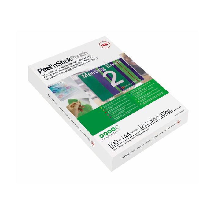 Scatola 25 pouches 2x75mic 303x426mm A3 Peel'n Stick GBC main product photo
