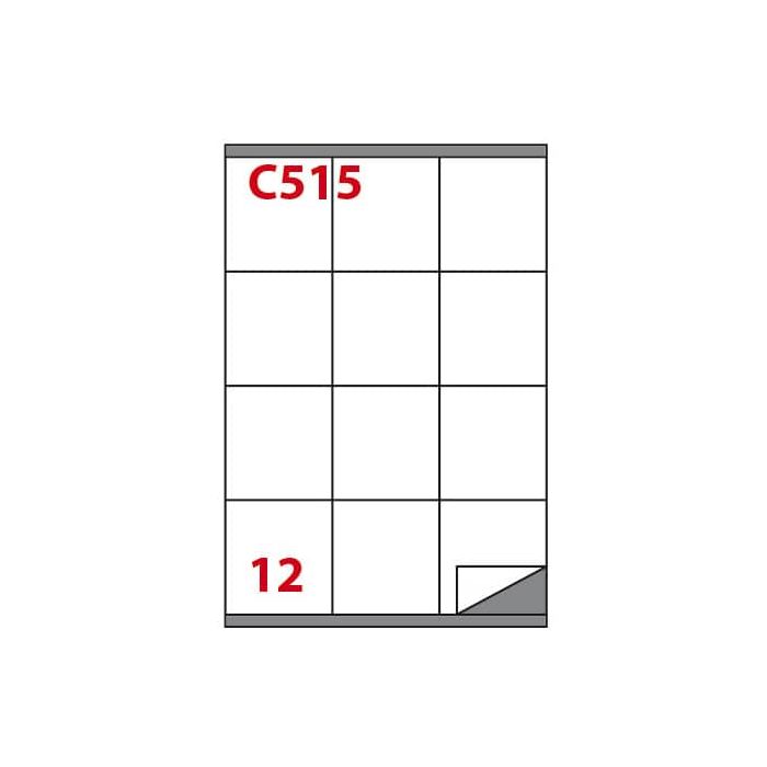 Etichette bianche permanenti Copiatabu C515 laser/Inkjet - 12 et./foglio - conf 100 fogli Markin 70x72 mm - X210C515 main product photo